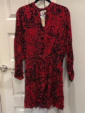 eesome Red and Black Leopard Print Dress